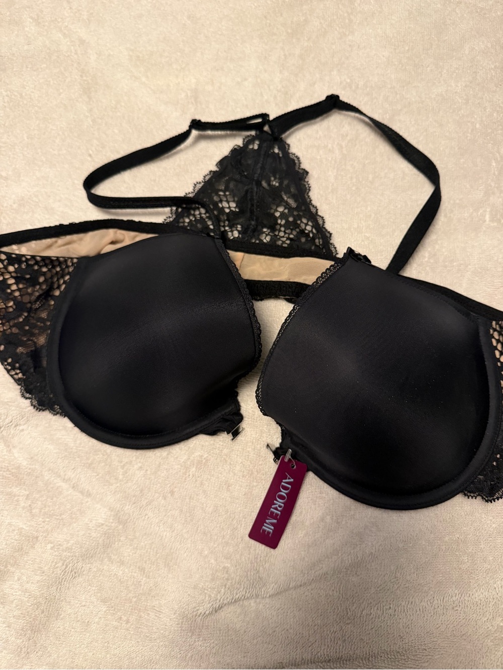 Adore Me Black Lace Racerback Push-Up Bra
